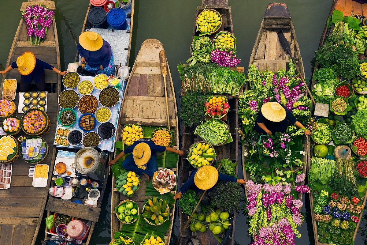 Shopping on The Water Floating Market